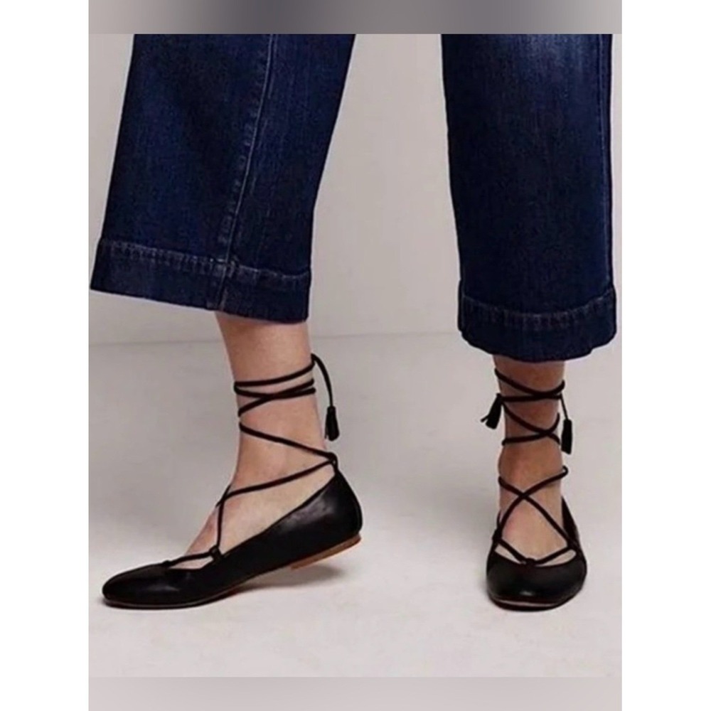 Madewell Inga Lace Up Ballet flats in Black Size 7